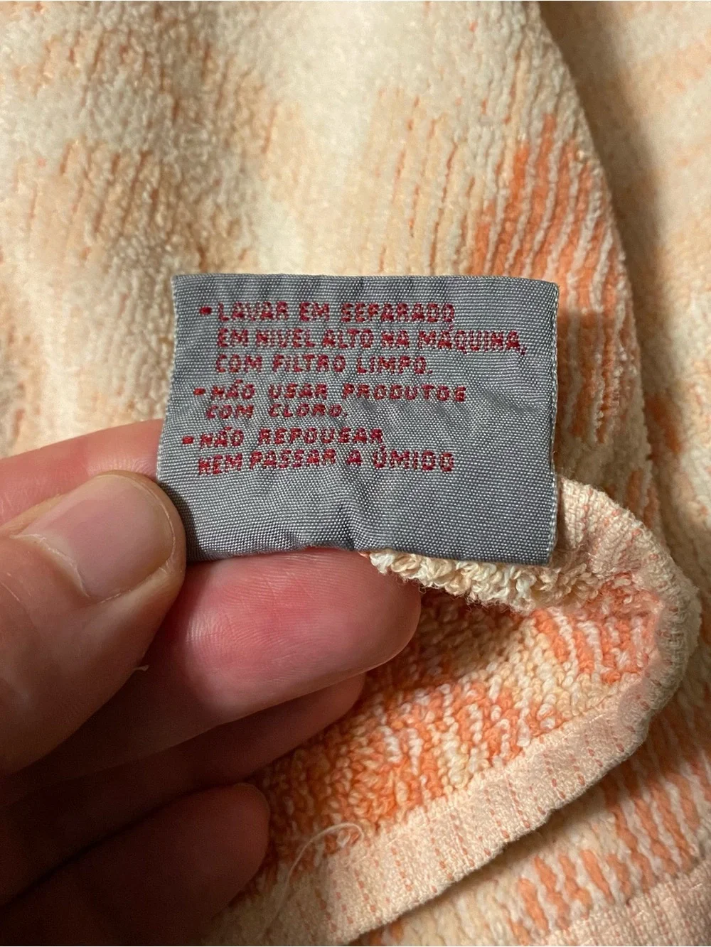 Vintage Balmain Peach & Cream Jacquard Logo Towel